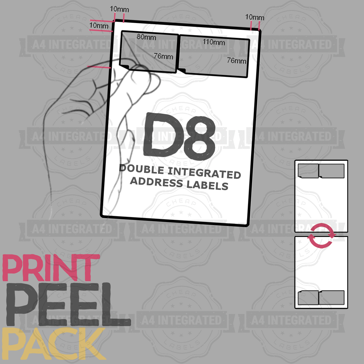 A4 AMAZON INTEGRATED LABEL STICKY ADDRESS PACK PAPER INKJET PEEL OFF 110X80mm CS